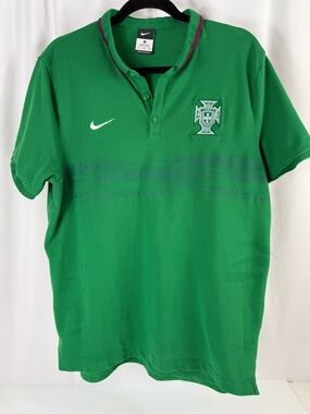 Nike Portugal FPF Polo Shirt Men's XL Green Soccer Football Short Sleeve Cotton